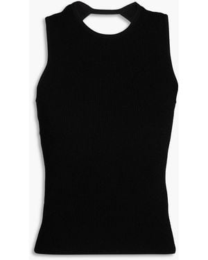 Autumn Cashmere Cutout Ribbed-knit Top - Black