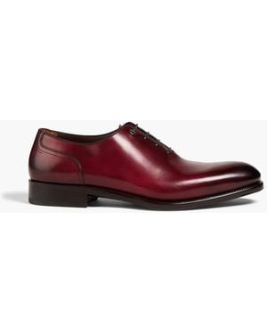 Ferragamo Barclay Burnished Leather Oxford Shoes - Red