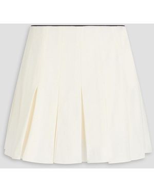 Maje Pleated Jersey Mini Skirt - Natural