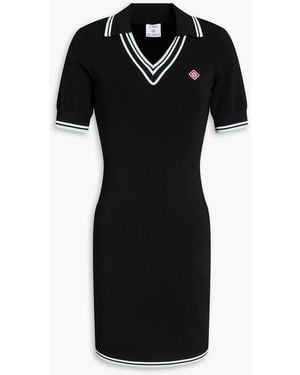 CASABLANCA Striped Knitted Mini Shirt Dress - Black