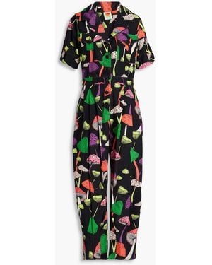 FARM Rio Printed Cotton-Gabardine Jumpsuit - White