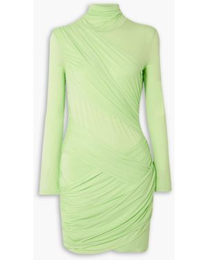 GAUGE81 Kores Draped Neon Stretch-jersey Turtleneck Mini Dress - Green
