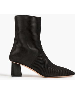 3.1 Phillip Lim Tess 60 Ribbed Suede Ankle Boots - Black