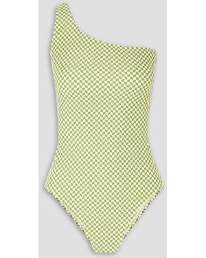 Peony One-shoulder Checked Swimsuit - Yellow