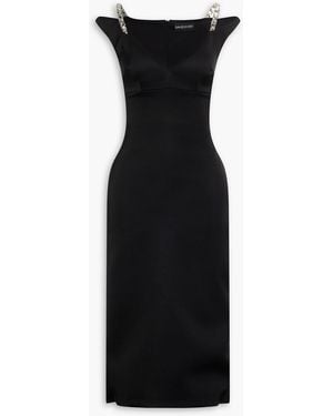 David Koma Midikleid aus satin mit kristallverzierung - Schwarz