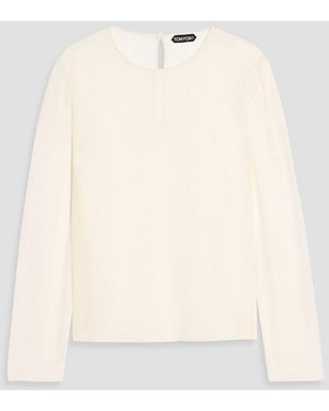 Tom Ford Silk-Chiffon Top - Natural