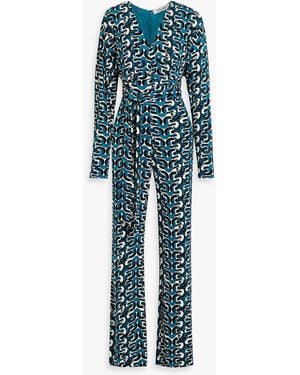 Diane von Furstenberg Marilou Printed Jersey Jumpsuit - Blue