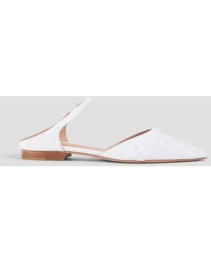 Malone Souliers Bead-embellished Grosgrain Slippers - White