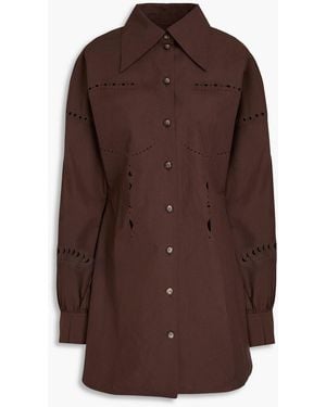 Nanushka Laser-cut Cotton-poplin Shirt - Brown