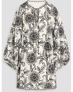 Zimmermann Embroidered Linen Mini Dress - White