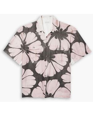 Dries Van Noten Floral-Print Silk Shirt - Grey