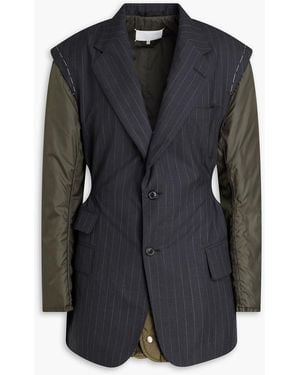 Maison Margiela Shell-paneled Pinstriped Wool Jacket - Black