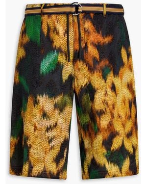 Dries Van Noten Embroidered Printed Crepe Drawstring Shorts - Orange