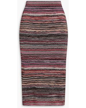 Missoni Metallic Crochet-knit Pencil Skirt - Red