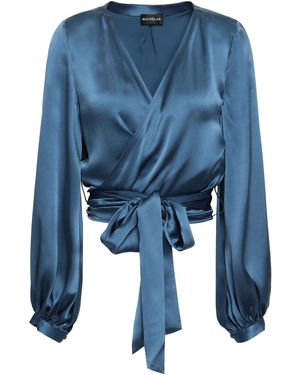 Nicholas Silk-charmeuse Wrap Top Blue
