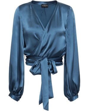Nicholas Silk-charmeuse Wrap Top Blue