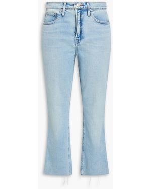 GOOD AMERICAN Good Standard Frayed High-Rise Kick-Flare Jeans - Blue