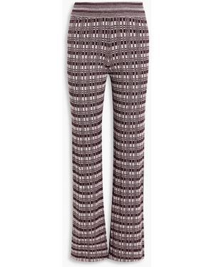 CORDOVA Chalet Checked Ribbed Merino Wool Flared Pants - Pink