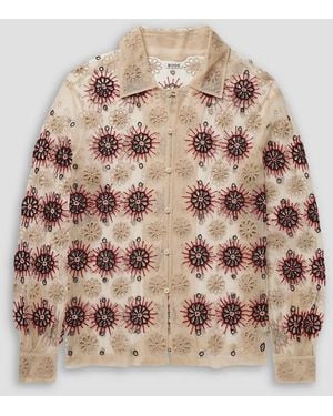 Bode Solarium Bead-Embellished Broderie Anglaise Tulle Shirt - Natural