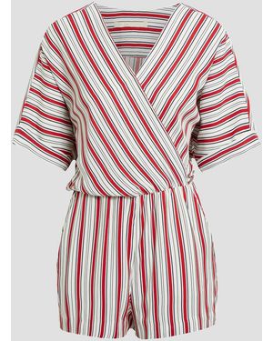 Maje Wrap-effect Striped Woven Playsuit - Pink