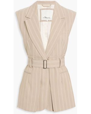 3.1 Phillip Lim Belted Striped Twill Vest - Natural