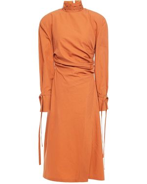 Acne Studios Gathered Cotton Midi Dress - Orange