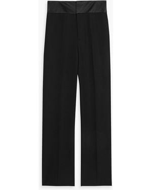 McQueen Satin-Trimmed Grain De Poudre Wool Pants - Black