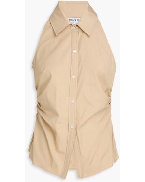 Veronica Beard Regina Stretch-Cotton Poplin Shirt - Natural
