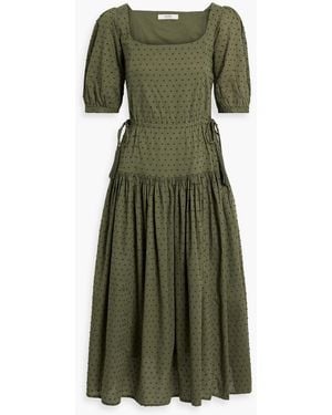 Joie Nashua gerafftes midikleid aus baumwoll-jacquard mit fil coupé und streifen - Grün