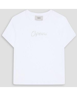 Coperni Crystal-Embellished Cotton-Jersey T-Shirt - White