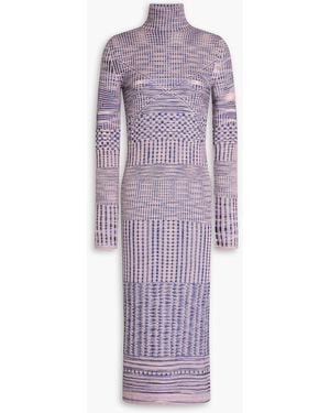 Missoni Gingham Wool Turtleneck Midi Dress - Purple