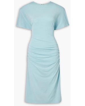 Stella McCartney Ruched Jersey Midi Dress - Blue