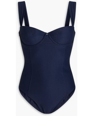 Heidi Klein Stretch-Piqué Swimsuit - Blue