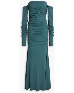 TOVE Off-The-Shoulder Draped Stretch-Jersey Maxi Dress - Green