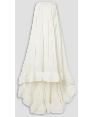 Lanvin Strapless Ruffled Chiffon Gown - White