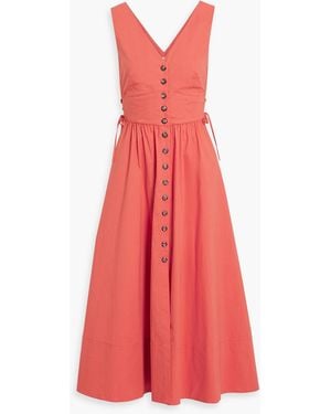 Saloni Luella Cotton-Blend Poplin Midi Dress - Red