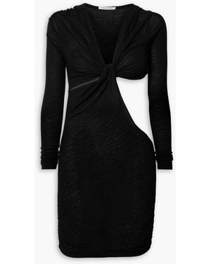 LAQUAN SMITH Twist-front Cutout Wool Mini Dress - Black