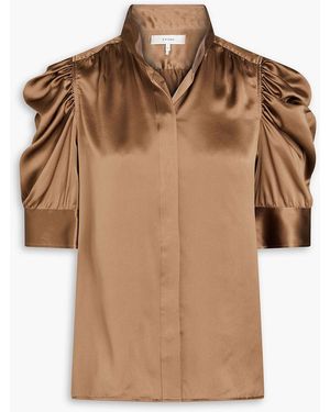 FRAME Gillian Silk-satin Shirt - Brown