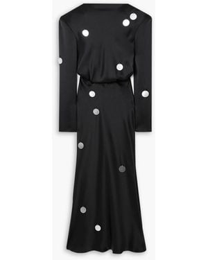 David Koma Open-back Embellished Satin Midi Dress - Black