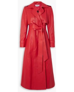 Gabriela Hearst Fontana Double-Breasted Leather Trench Coat - Red