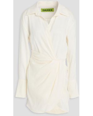 GAUGE81 Puno Wrap-Effect Linen-Blend Mini Shirt Dress - Natural