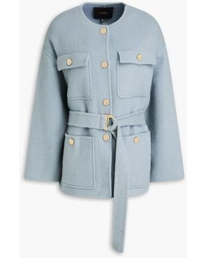 Maje Belted Wool-blend Felt Coat - Blue