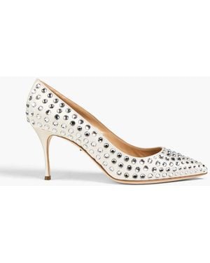 Sergio Rossi Crystal-Embellished Satin Court Shoes - Grey