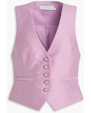 Zimmermann Wool And Silk-Blend Shantung Vest - Pink