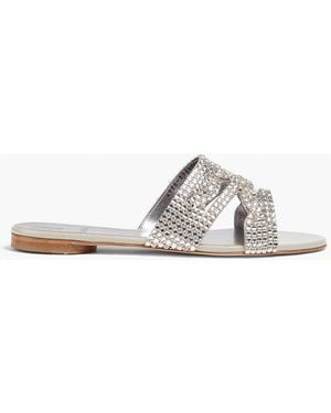 Gina Munro crystal-embellished leather slides - Weiß