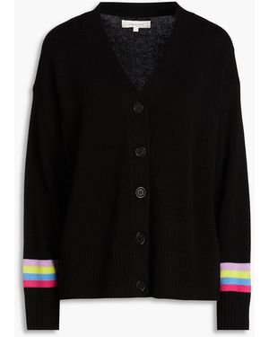 Chinti & Parker Varsity Striped Wool And Cashmere-blend Cardigan - Black