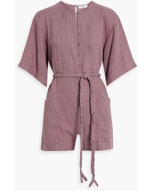 Joie Colin Pintucked Linen Playsuit - Pink