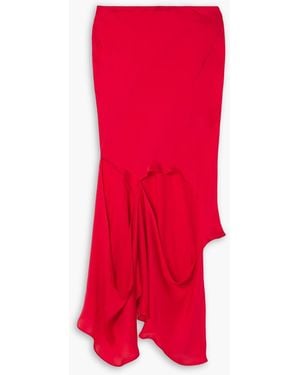 Acne Studios Asymmetric Cutout Silk Midi Skirt - Red