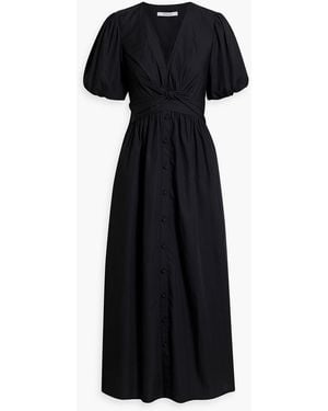 10 Crosby Derek Lam Maya Twist-front Cotton-poplin Midi Dress - Black