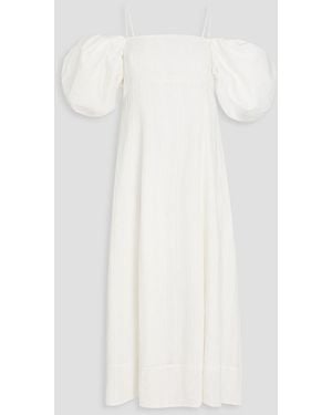 Rejina Pyo Oksana Cold-Shoulder Cotton-Jacquard Midi Dress - White